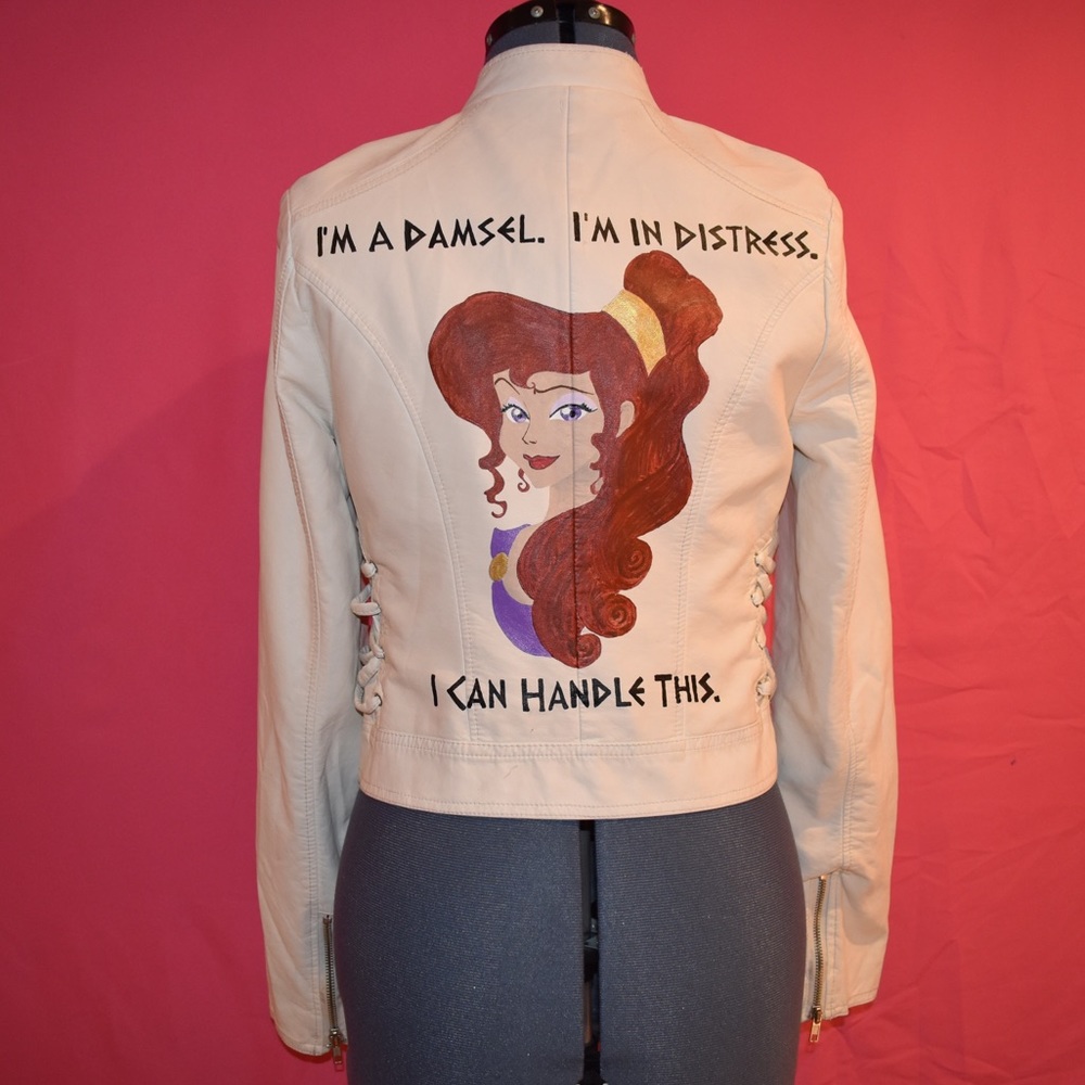 Hand Painted Disney’s Meg White Leather Jacket